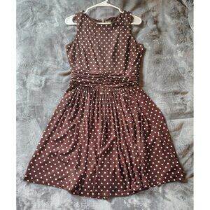 Brown Polka Dot Sleeveless Dress With Back Zip Inspired By Pretty Woman